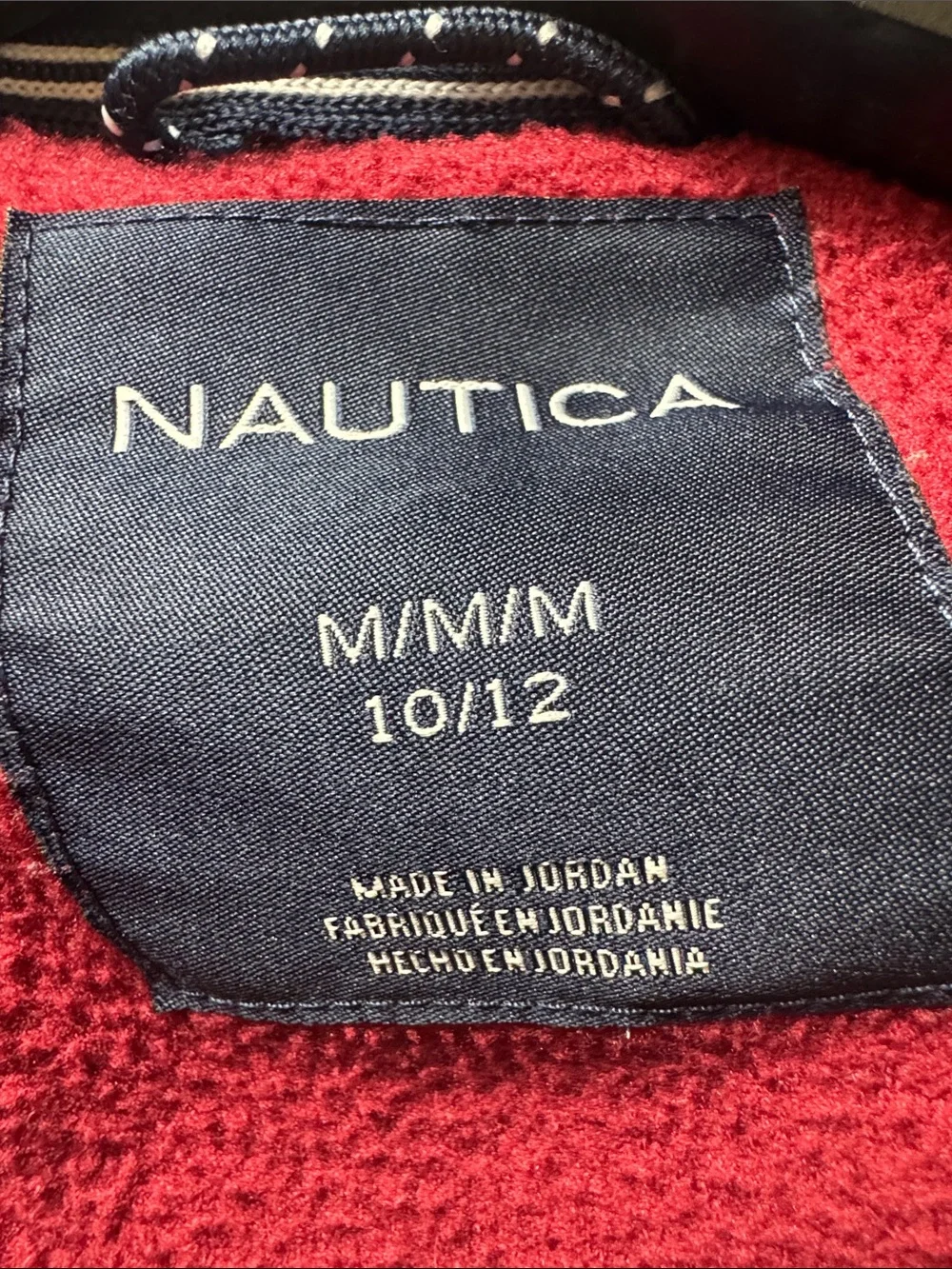 Nautica Youth Red  and Black Zip Fleece Jacket